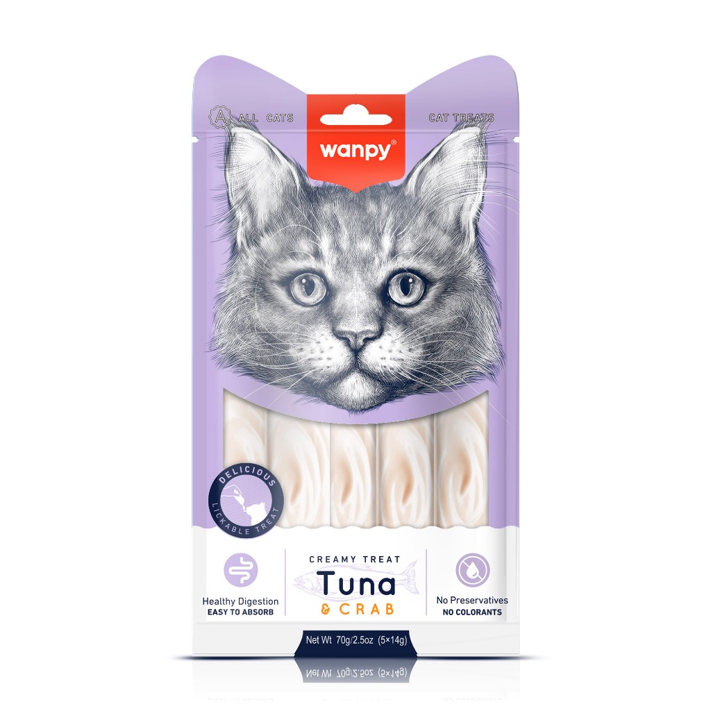 Truly Wanpy Petisco Creamy para Gatos Sabor Atum e Carangueijo 70g