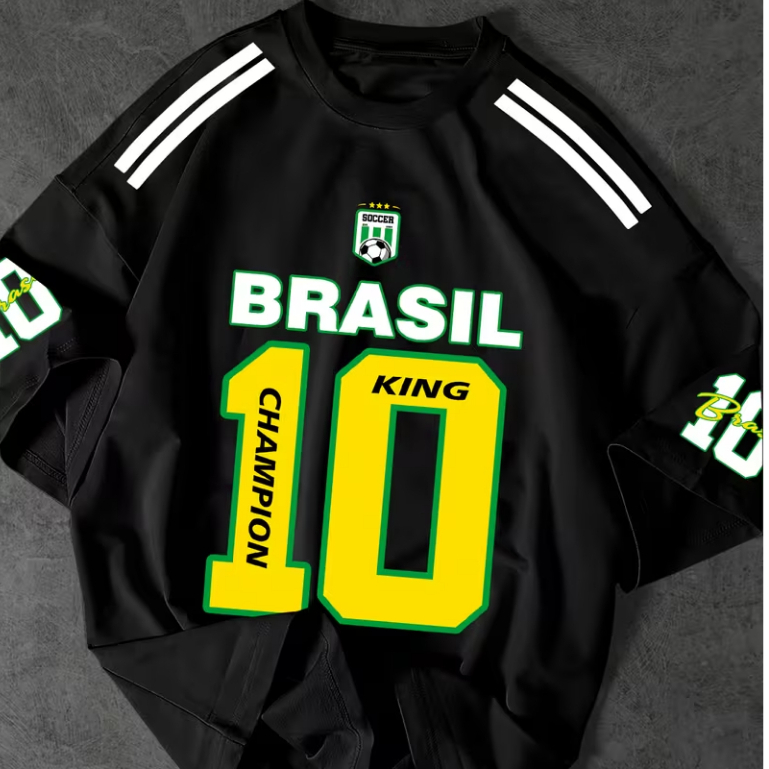 Camiseta T-shirt Unissex Streetwear King Brasil 10 em Oferta na Shopee