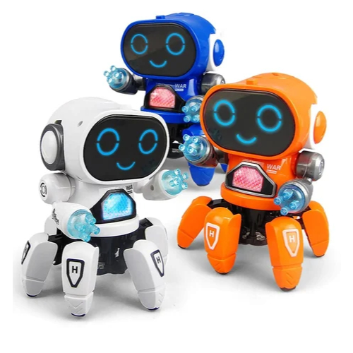 Robô Aranha Dançarino Musical Com Luzes LED 6 Pernas Brinquedo Infantil