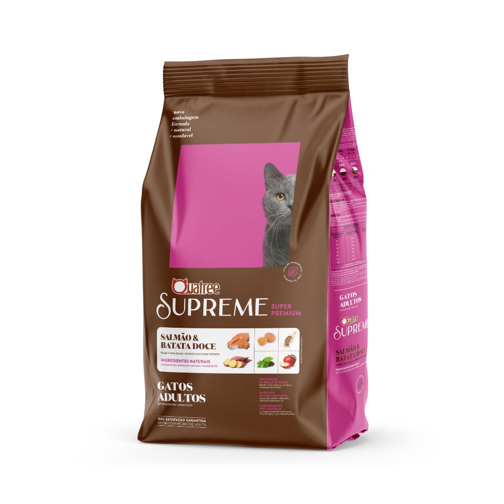 Ração Quatree Supreme Gatos Adultos Sabor Salmão e Batata Doce 10,1Kg
