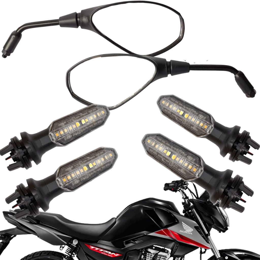 Kit 4 Pisca Led Seta Twister Fan 160 + Retrovisor Bmw F800