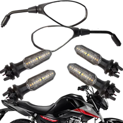 Kit 4 Pisca Led Seta Twister Fan 160 + Retrovisor Bmw F800