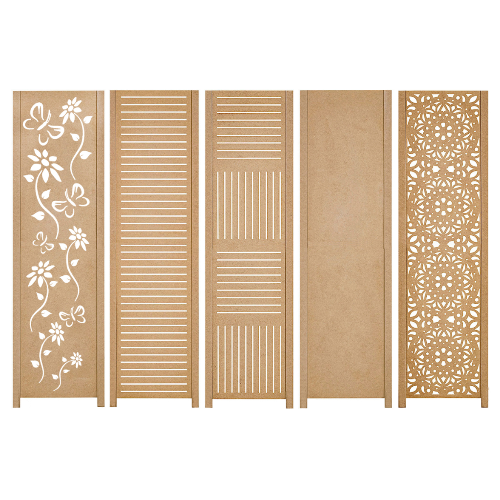 1 Biombo Inteiro Folha Divisória Painel Divisor Separador De Ambiente Madeira Mdf Cru Sanfonado