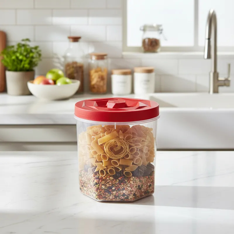Pote Porta Mantimentos Vision 5,1L Plástico Transparente Tampa Rosca Vedação Forte Uz - Vermelho
