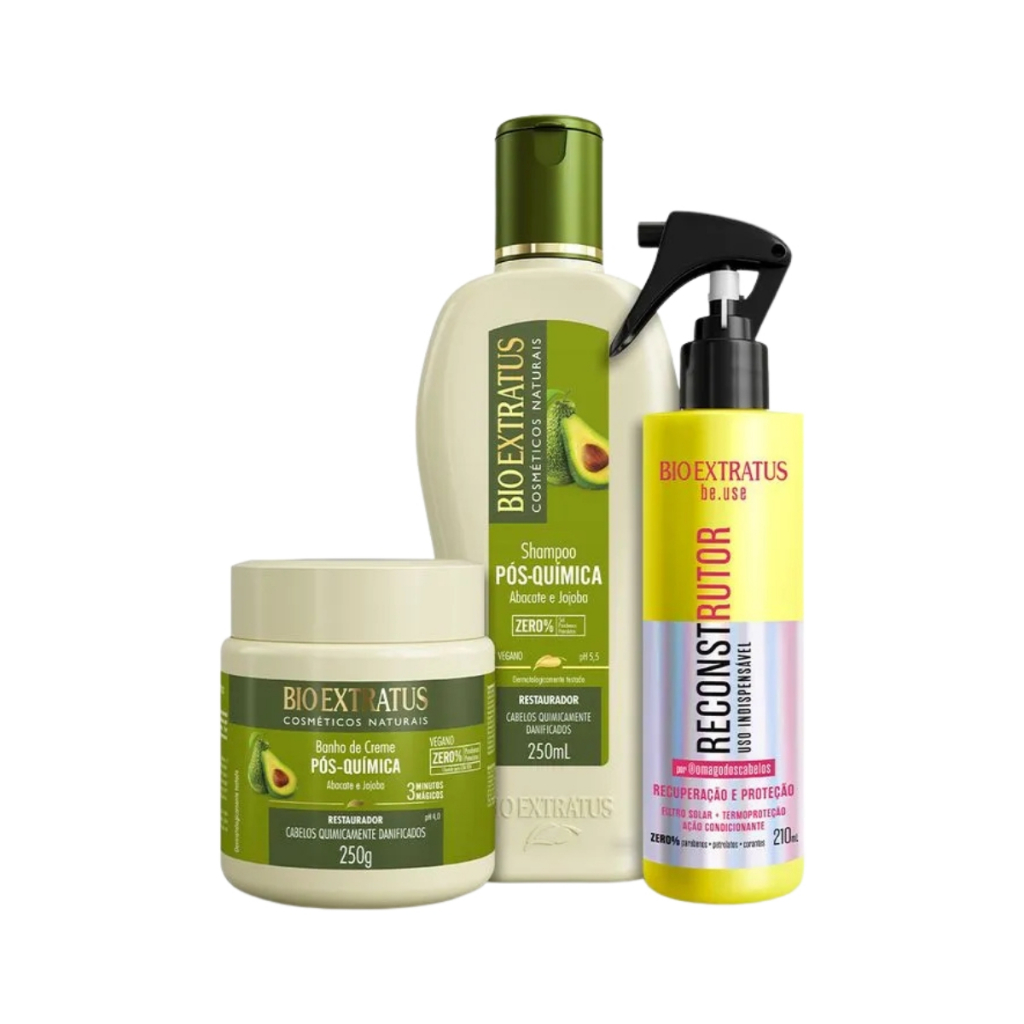Kit Bio Extratus Reconstrutor be.use 210ml + Pós-Química 250mL/g em Oferta na Shopee