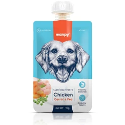 Truly Wanpy Petisco Creamy Sachê para Cães Sabor Frango, Cenoura e Ervilha 90g
