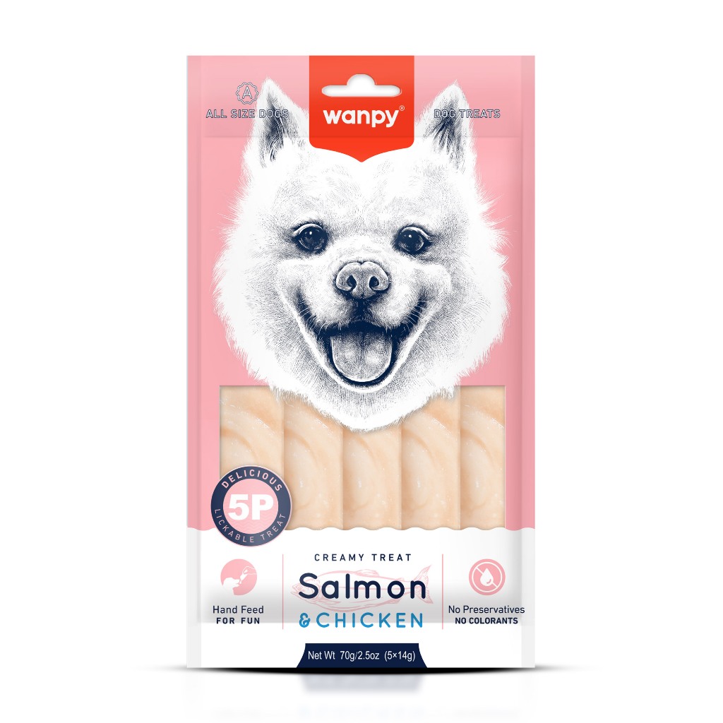 Truly Wanpy Petisco Creamy para Cães Sabor Salmão e Frango 70g