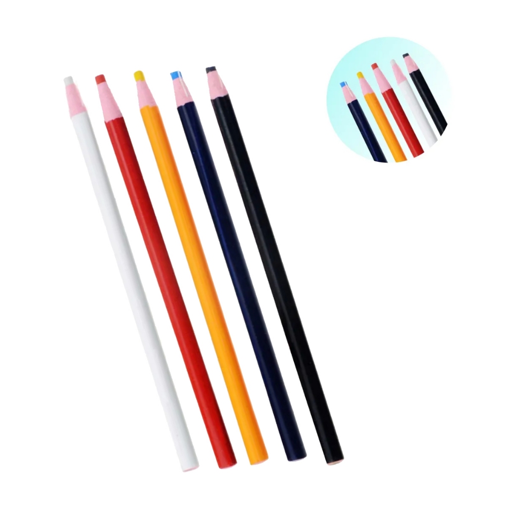 Kit 5 Lápis Giz Alfaiate Ecológico Costura Artesanato Tecido Papel Não Usa Apontador em Oferta na Shopee
