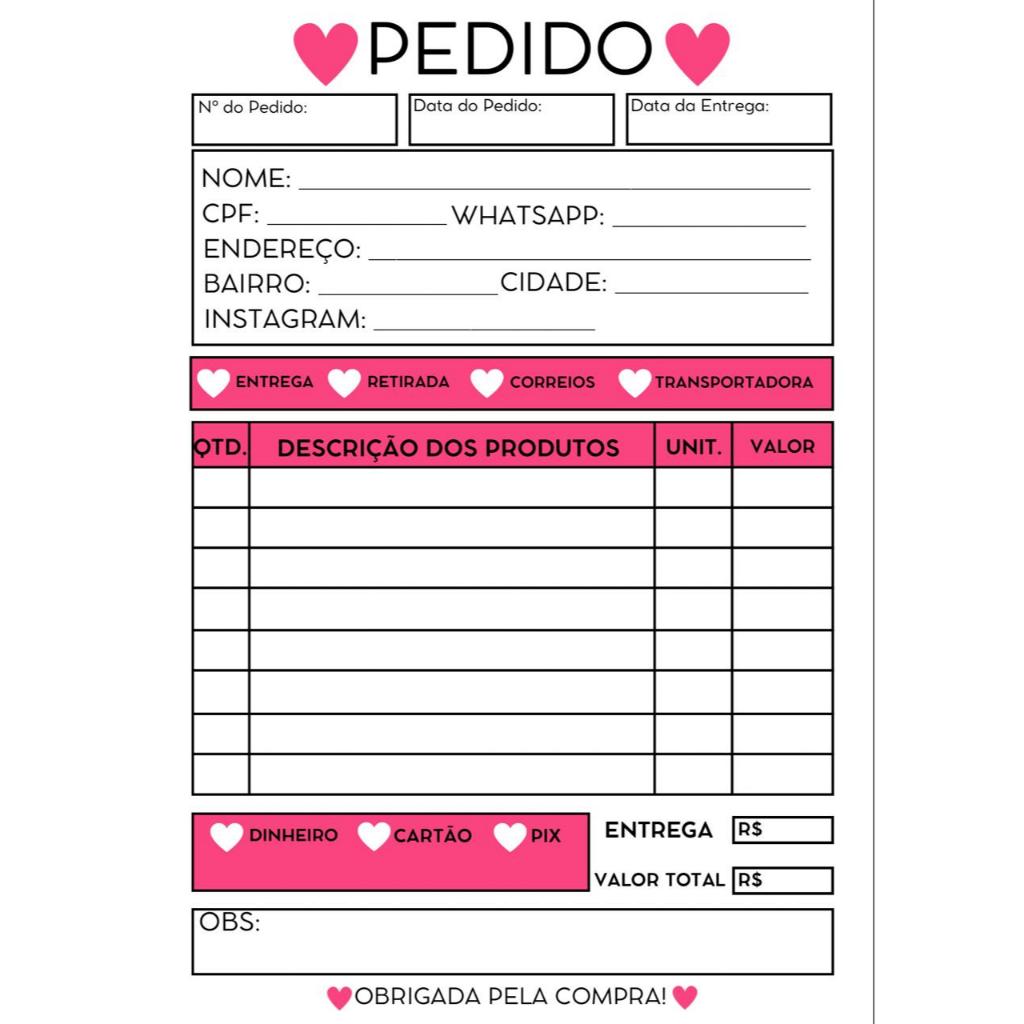 Bloco talão de pedidos 10x14cm 50fls  - cod.YA