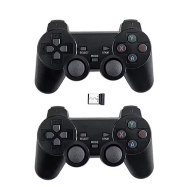 2 Controles Joystick Playstation Ps2 Ps3 PC Notebook Sem Fio C/ Mini Plug Adaptador USB Bluetooth