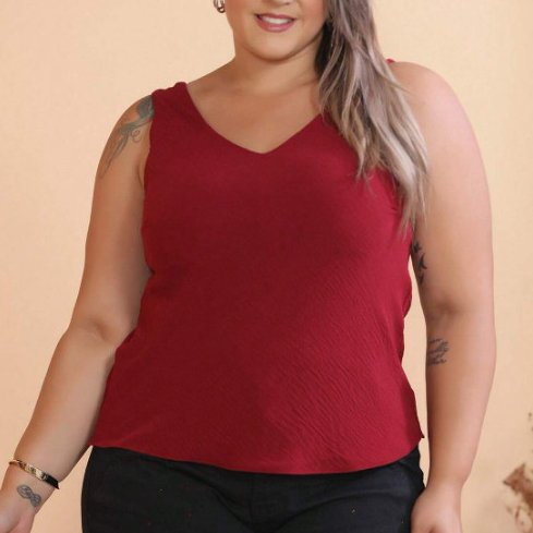 Blusa Plus Size Feminina Duna Regata estilosa elgante Verão blusas branca