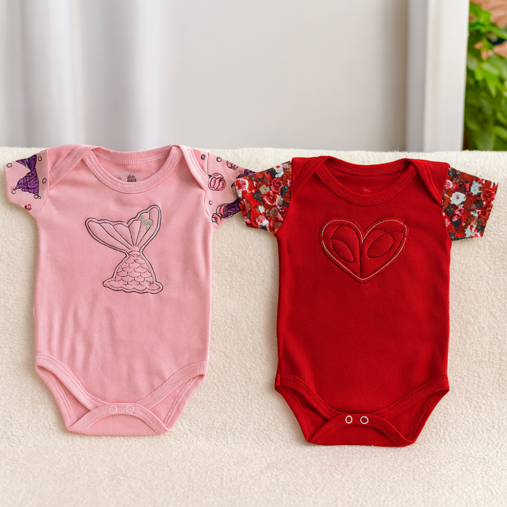 Kit 02 Peças Bodie Body Bebe Infantil Manga Curta Estampada