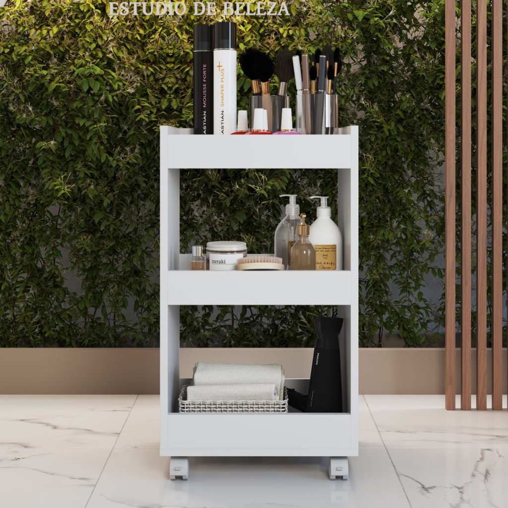 Carrinho Multiuso Auxiliar Salão De Beleza Manicure Estética Com 3 Bandejas Fácil De Montar em Oferta na Shopee