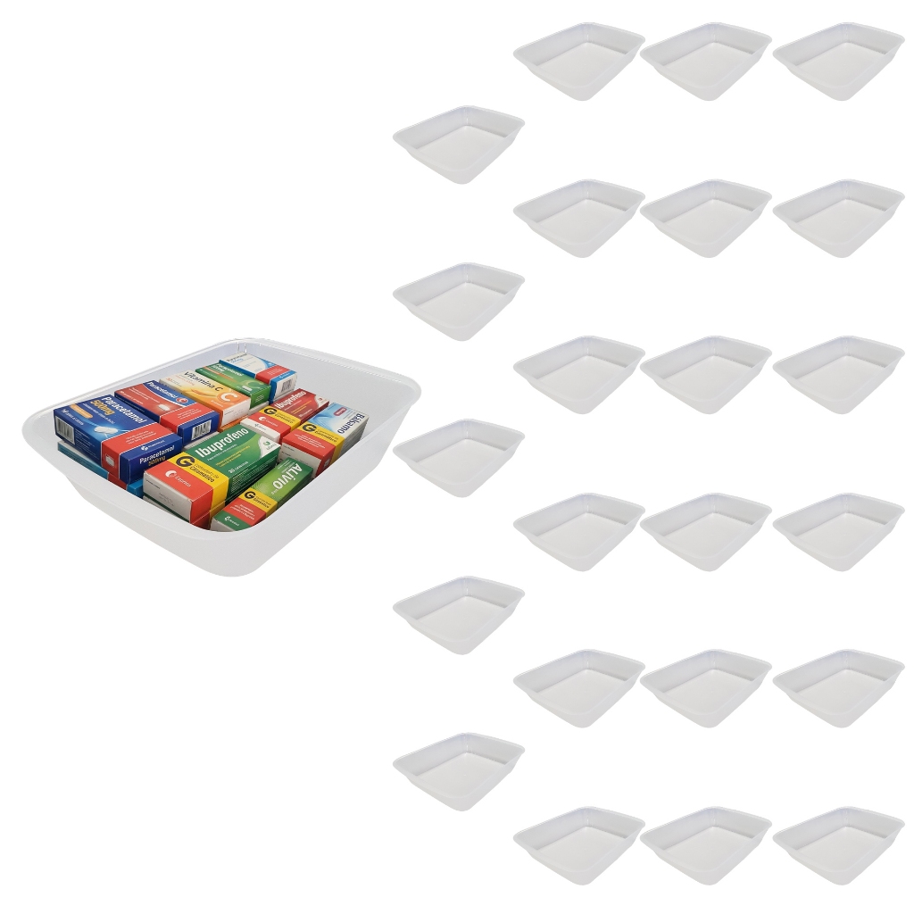 Cestinha Organizadora Plástico Resistente Cesto Farmácia Perfumaria Mercado Multiuso Kit 24pçs