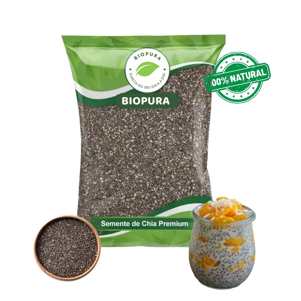 Chia 100% Natural 1kg — Rica em Fibras, Ômega 3 e Proteínas | Intestino Regulado, Saciedade e Saúde em Oferta na Shopee