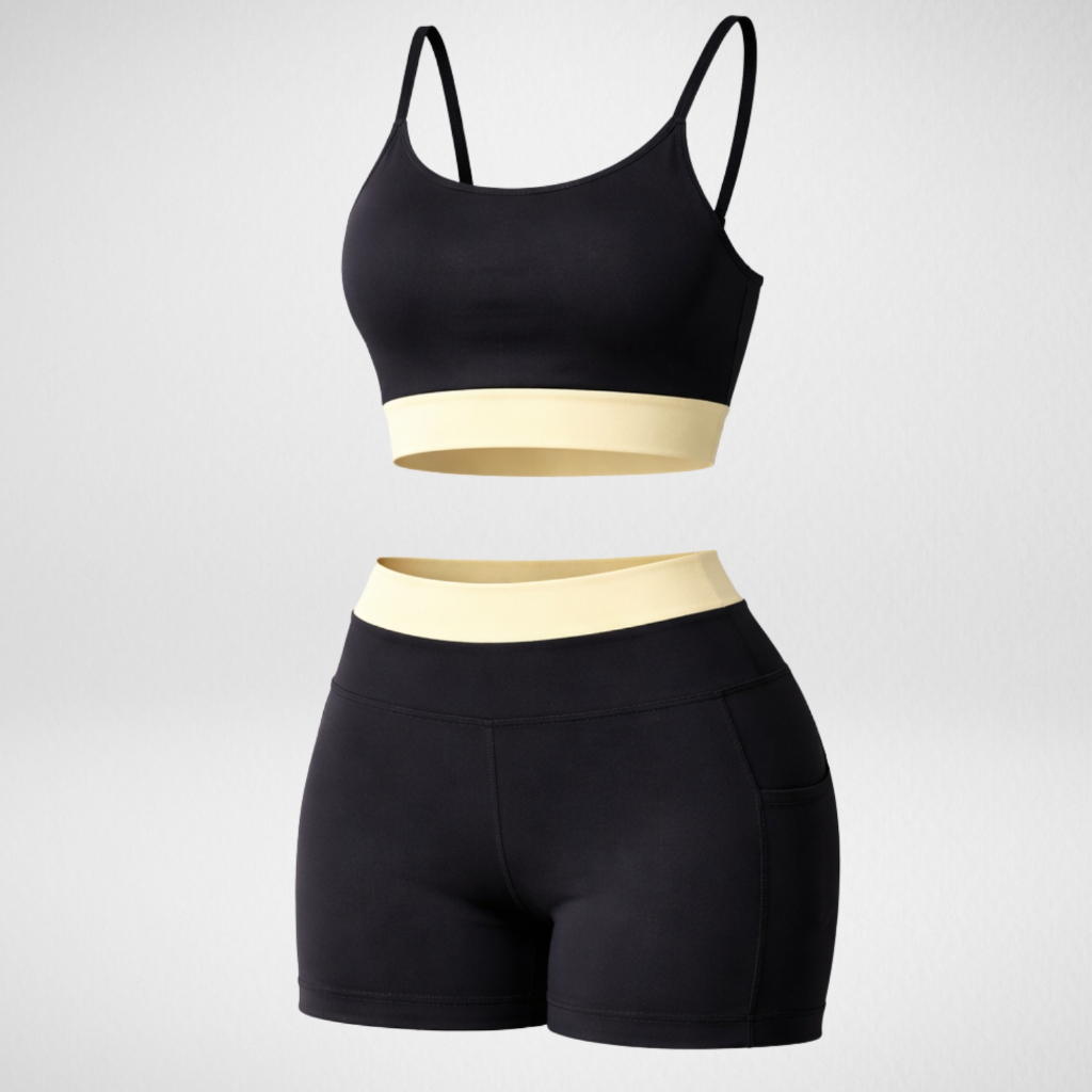 Conjunto Academia Feminino Com Bolso Suplex com Detalhe Zero Transparência Fitness Treino Corrida