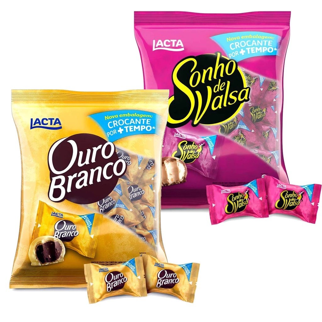 BomBom Pacote 1KG Ouro Branco ou Sonho de Valsa ou Oreo - (540g) Lacta Pacote