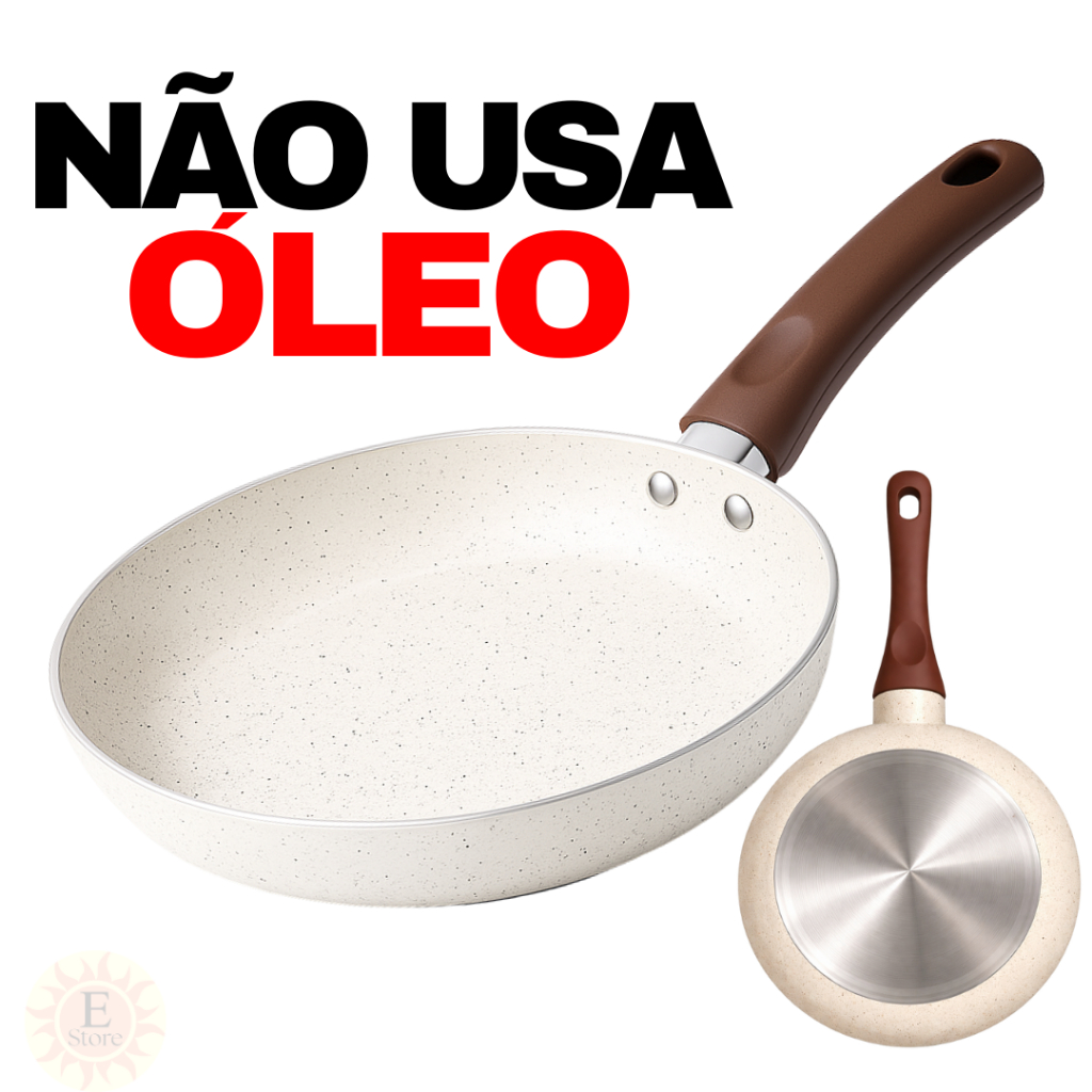 Imagem Frigideira Antiaderente Cerâmica 22cm Cabo Antitérmico Premium Creme