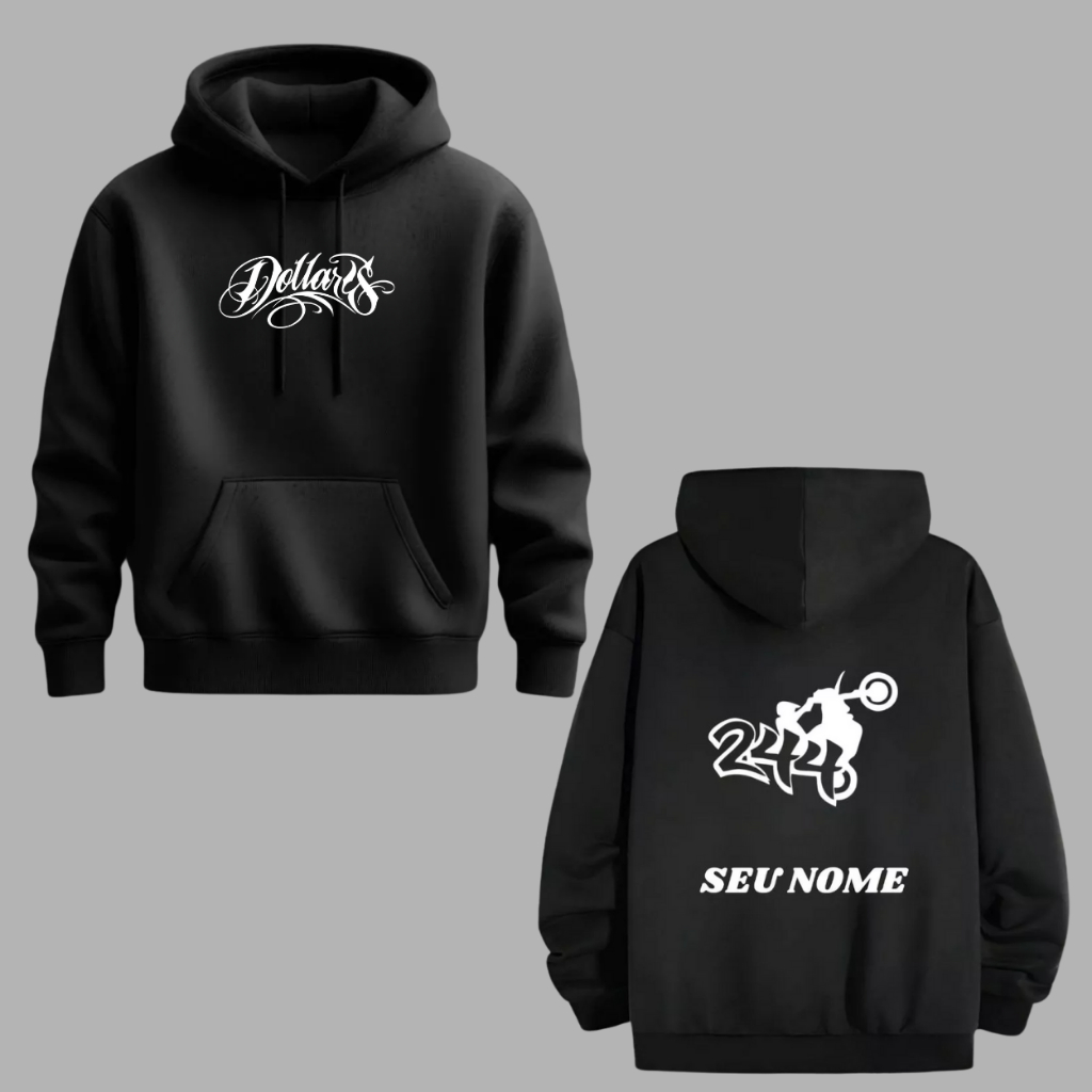 Moletom Grau Moto Dollars Personalizado Com Nome Grau 244 Blusa de Frio Masculina Casaco Flanelado Com Capuz