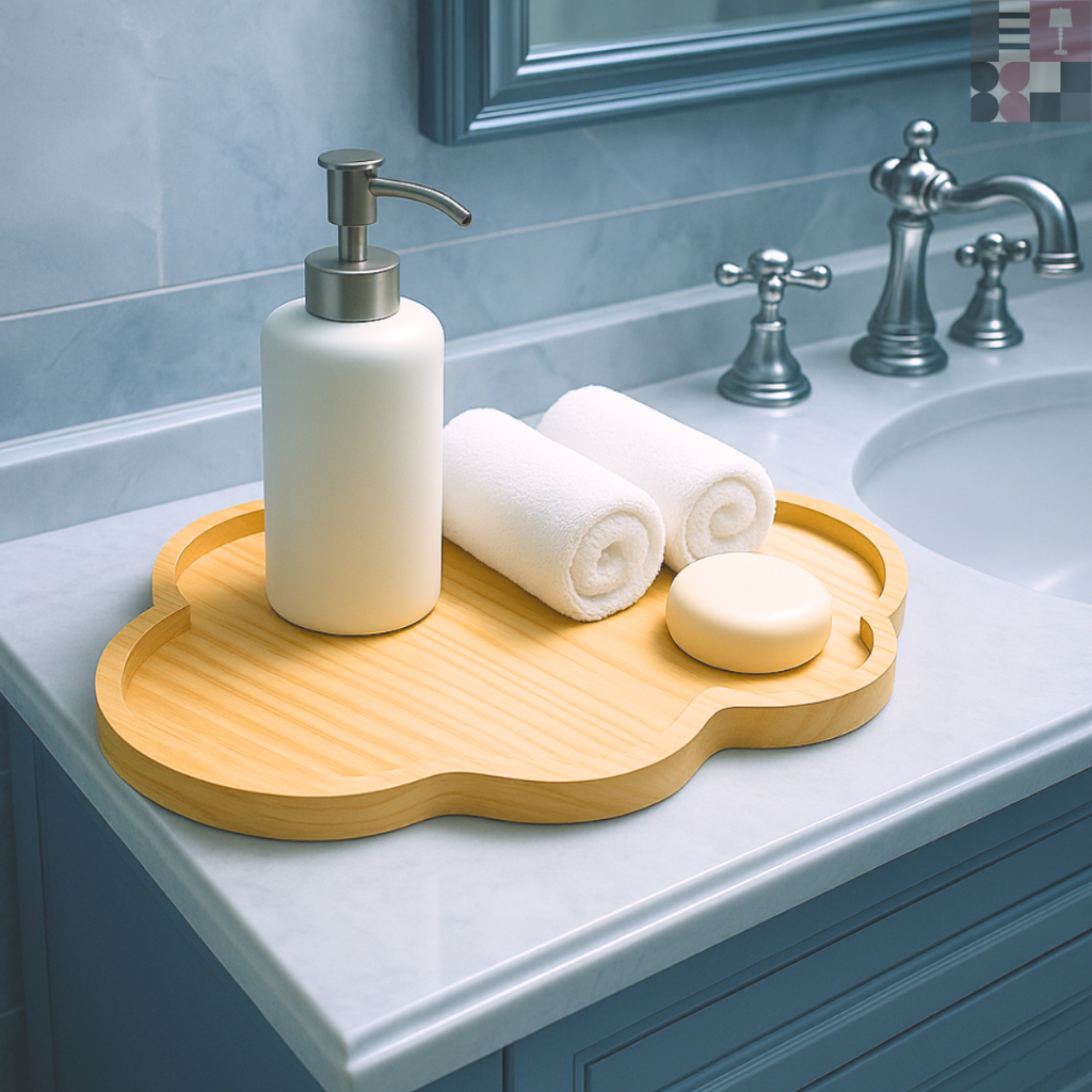 Bandeja Nuvem Kit Higiene Bebê Madeira Pinus Decoração Infantil