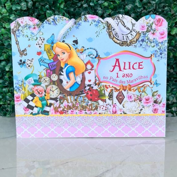 10-30 Sacolinhas Personalizadas - Alice No Pais Das Maravilhas - Pegue & Monte - Lembrancinhas