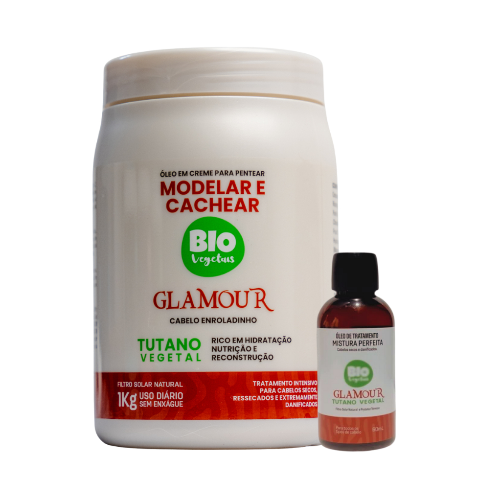 Kit Ativador de Cachos Glamour 1kg + Óleo Nutritivo 60ml - Definição para todos os tipos de cabelo em Oferta na Shopee