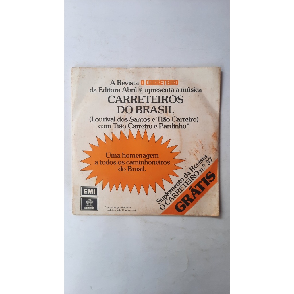 Disco de Vinil compacto: Carreteiros do Brasil Tião Carreiro e Pardinho
