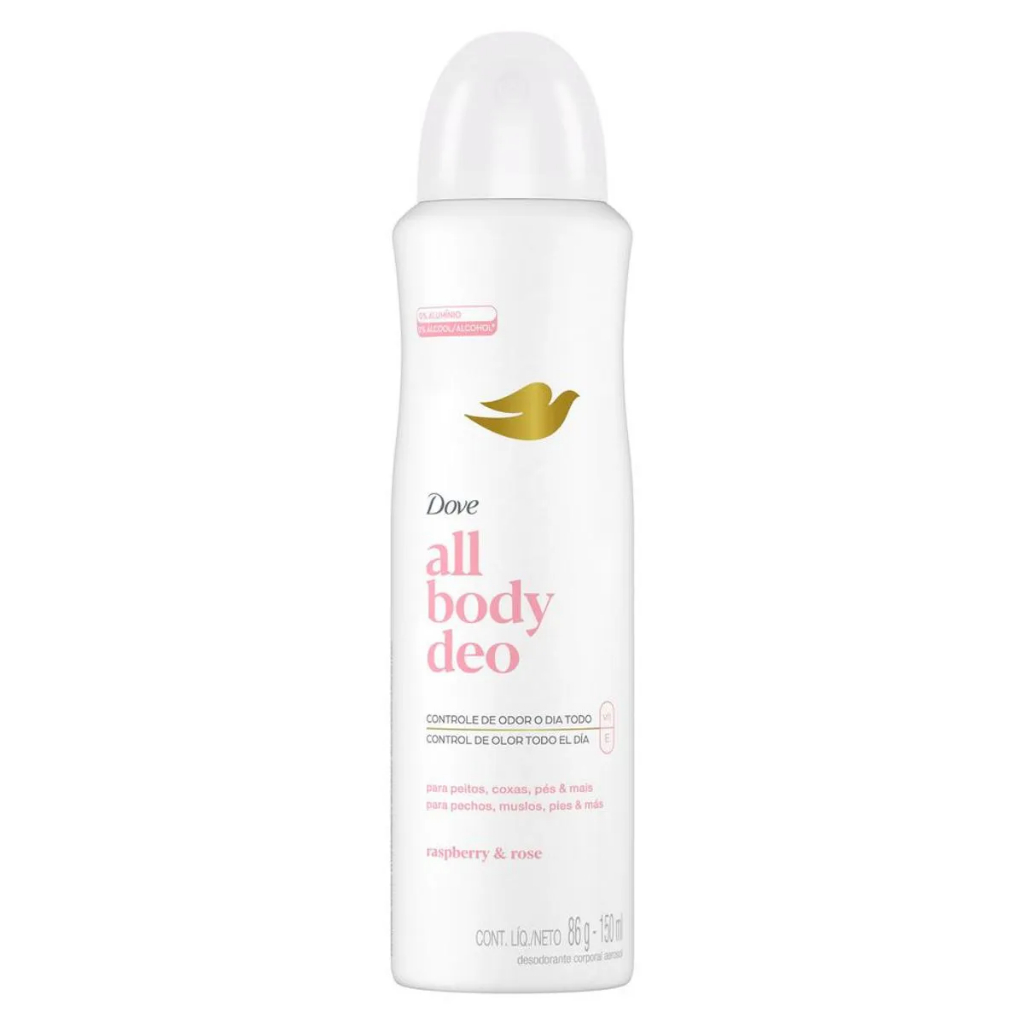 Desodorante Corporal Aerossol Dove All Body Deo Raspberry & Rose 150ml em Oferta na Shopee