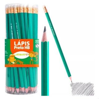 Lápis Preto com Borracha Kit de 10 a 72 Unidades Leo&Leo Grafite HB Sextavado em Oferta na Shopee