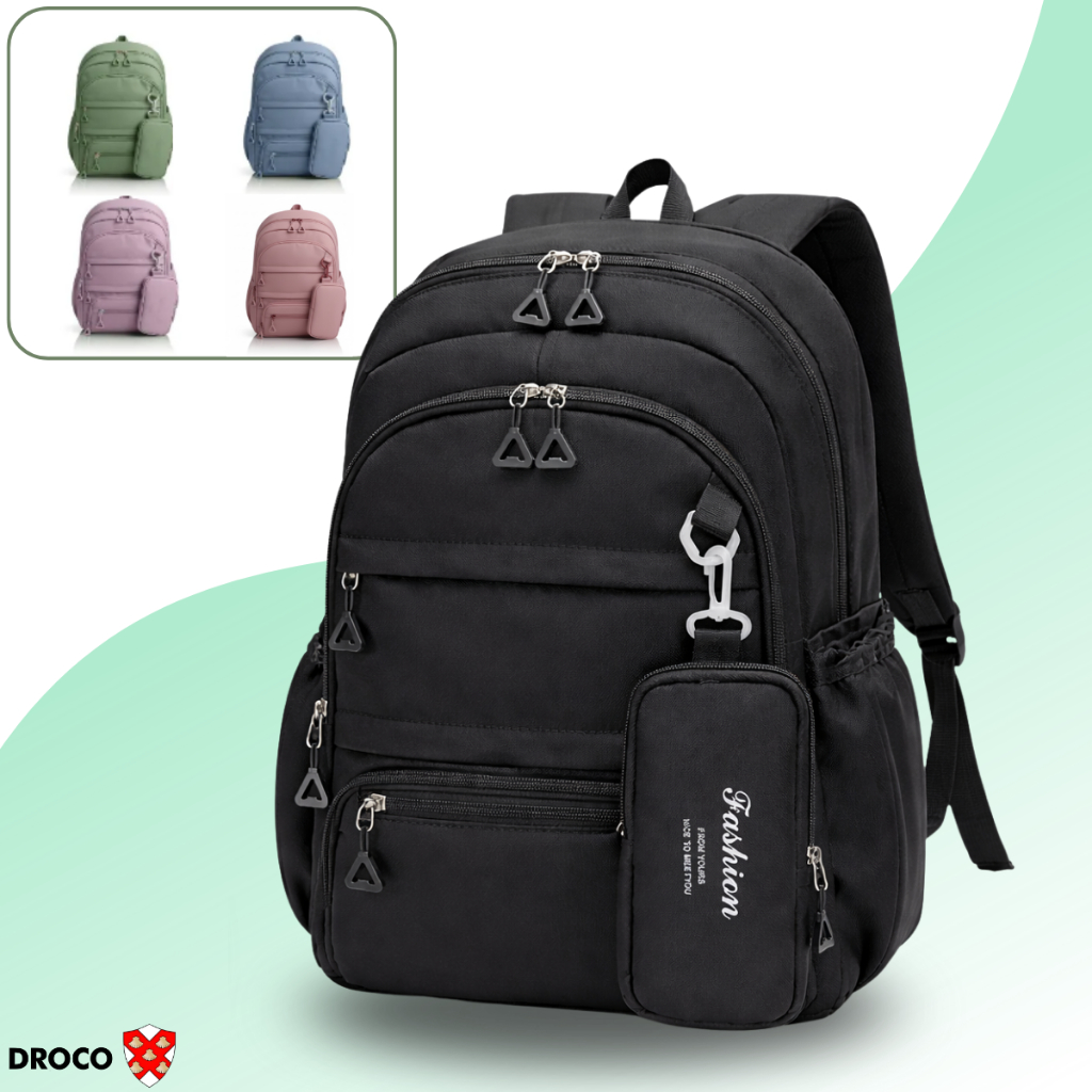 Mochila Escolar Feminina Com Estojo Faculdade Grande Coreana Trabalho Viagem Espaçosa Resistente