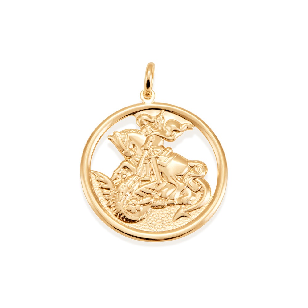 PINGENTE MASCULINO FOLHEADO A OURO SÃO JORGE. MED 3CM ROMMANEL 541256