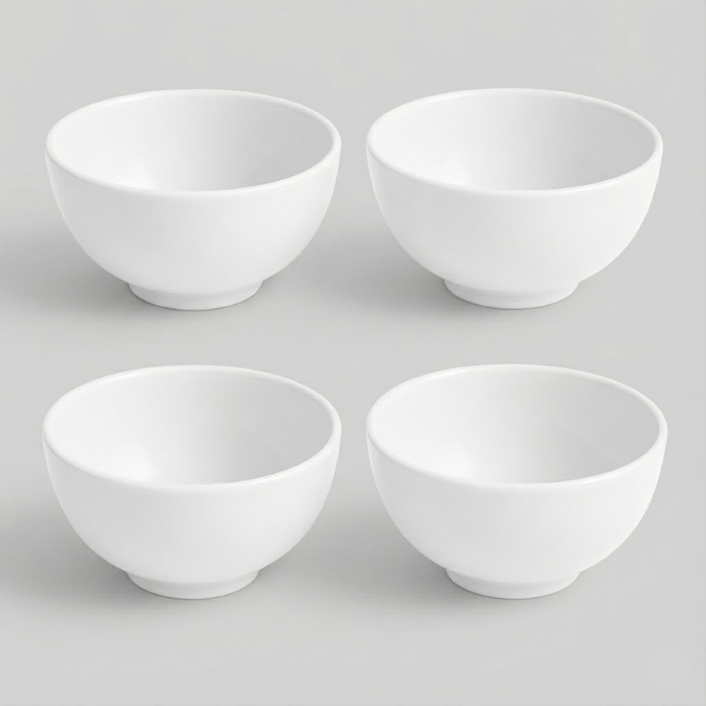 Kit 4 Cumbuca Tigela Porcelana Branca 440ml Caldos & Sopas Petiscos