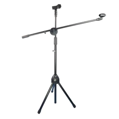 Suporte microfone Pedestal Girafa Sonn para 1 ou 2 Microfones Aço Carbono Altura 80 a 168cm Braço 73cm