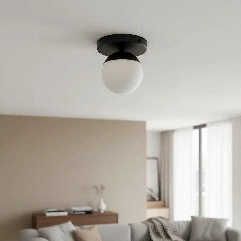 Imagem Painel Sobrepor de Teto Redondo Dama Com Globo Vidro 10cm Decoração Casa Sala Cozinha Corredor Quarto Escritorio