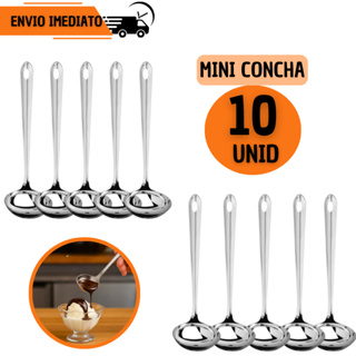 Kit 10 Mini Concha Inox para Calda Chocolate Sobremesa Molho Sorvete Açaí Sorveteria Buffet em Oferta na Shopee