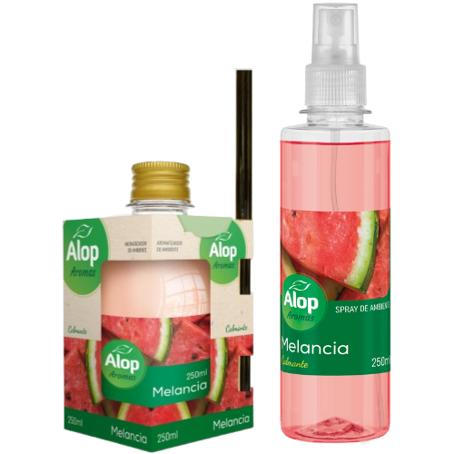 KIT MELANCIA Cheirinho para Casa: Spray de Ambiente 250ml + Aromatizador de Varetas 250ml