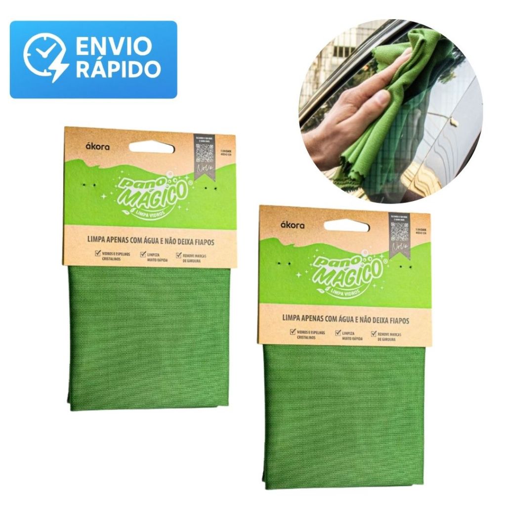 Kit Pano Mágico Limpa Vidros Espelhos - Ákora