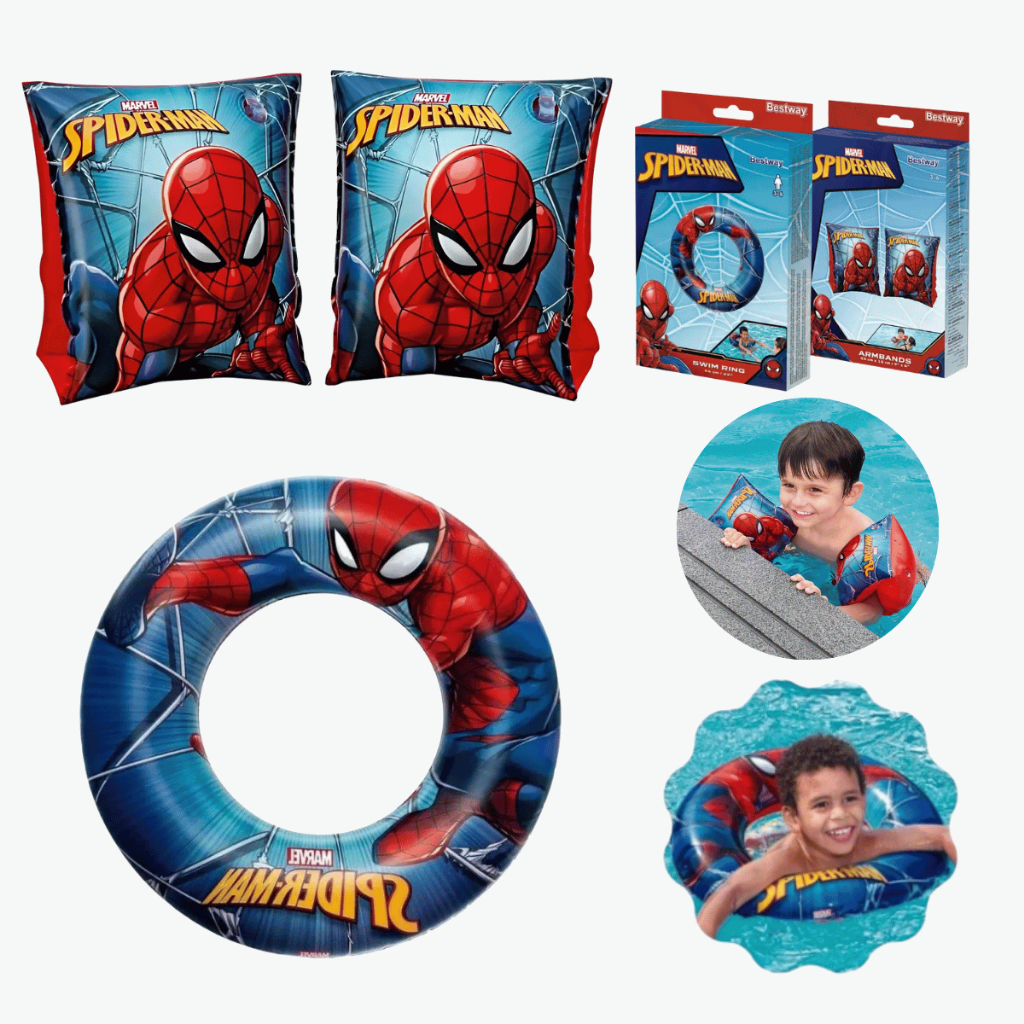 Kit Boia Redonda Inflável Boia de Braço Homem Aranha Piscina Spider-Man Brinquedo Infantil em Oferta na Shopee