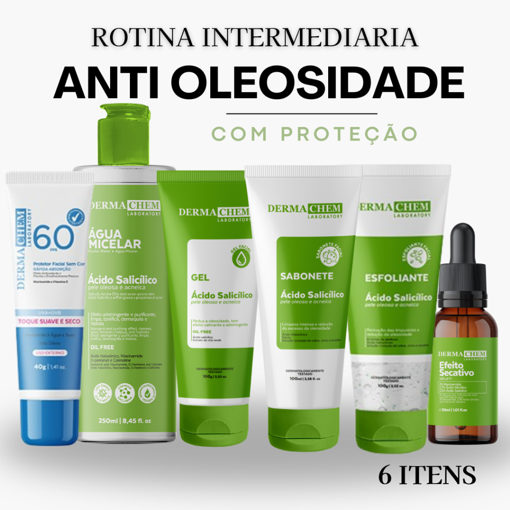 Skincare SUPER Anti Oleosidade/Acne:Sabonete+Esfoliante+Hidratante+Sérum Secativo+Água Micelar+Protetor em Oferta na Shopee