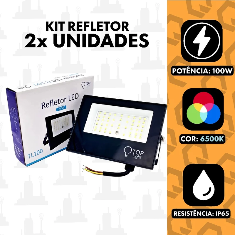 Refletor LED Slim 100W Branco Frio 6500K Bivolt à Prova D'Água Kit 2 — foto 2