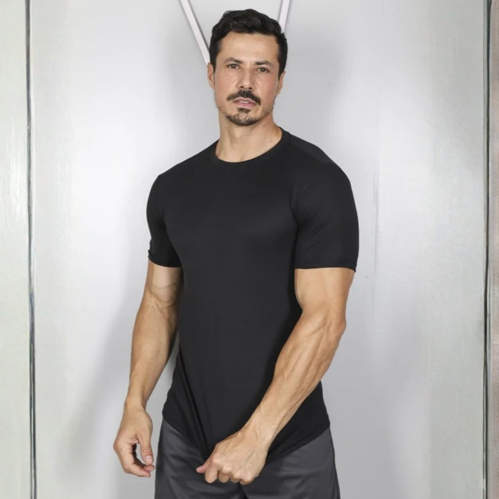 Camiseta Dry Fit Masculina Manga Curta UV 30 Alta Academia Termico Respiravel Secagem Rapida Tecido
