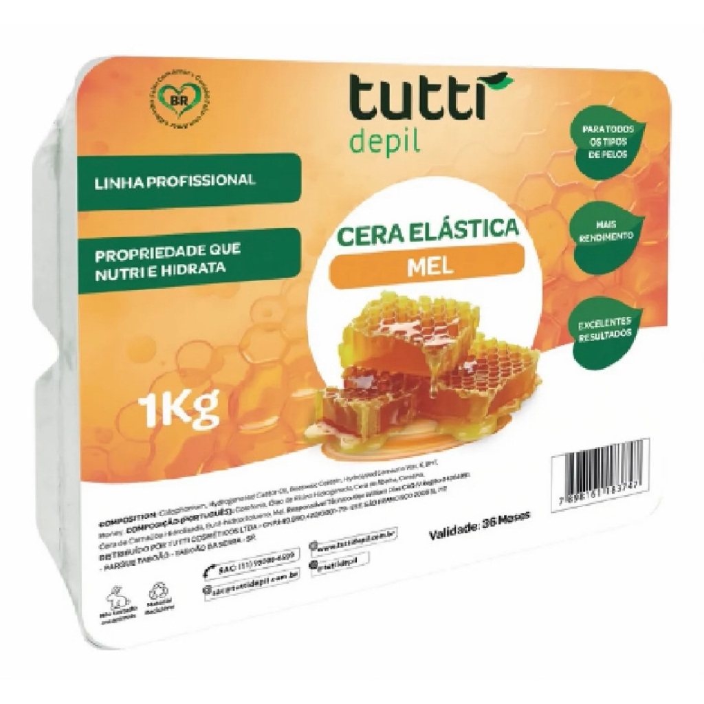Cera Quente Elástica Depilatória Mel  1kg Tutti Depil