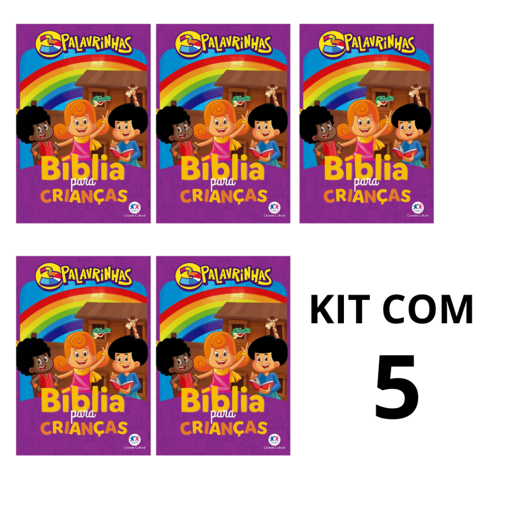 KIT Com 5 Bíblias Para Crianças | Histórias Do Antigo E Novo Testamento - 3 Palavrinhas em Oferta na Shopee