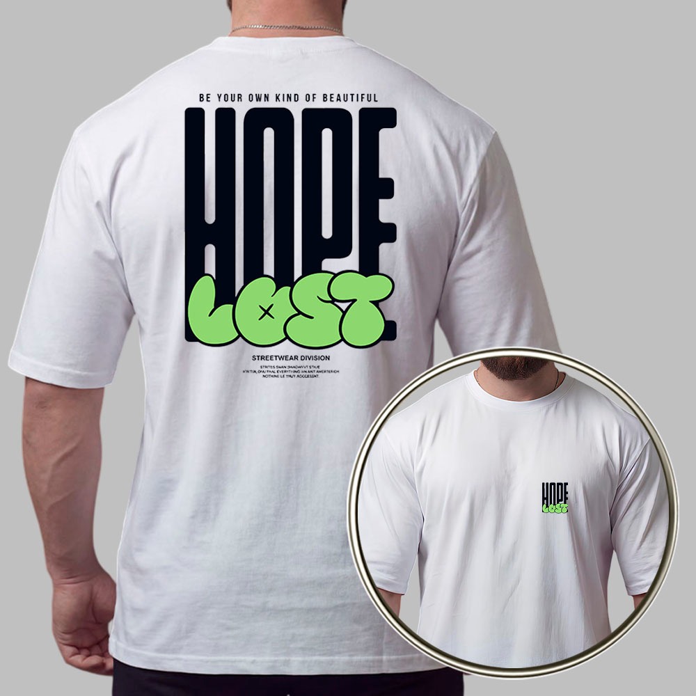 Camiseta Masculina 100% Algodão Camisa Oversized Hope Lost Streetwear Grafite Urbano