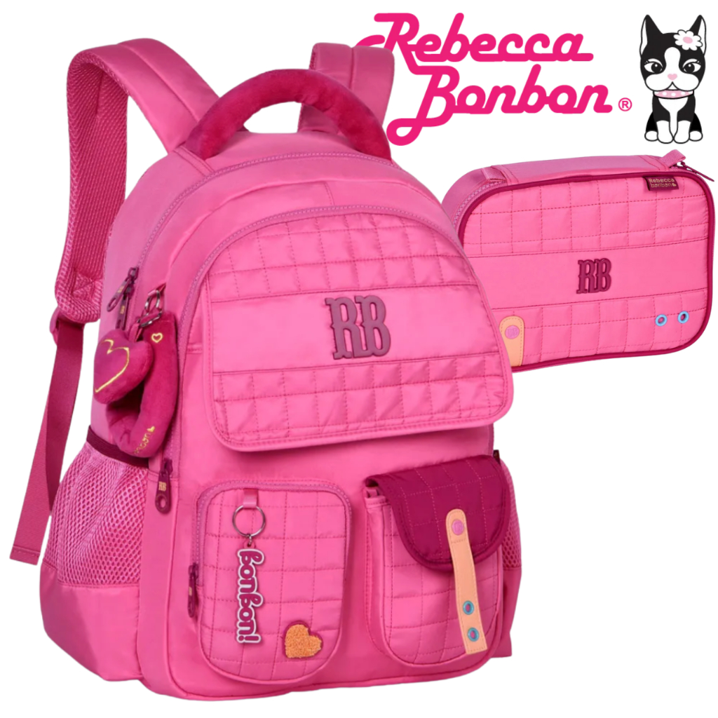 Kit Mochila de Costas + Estojo Rebecca BonBon Original Premium Varias Cores