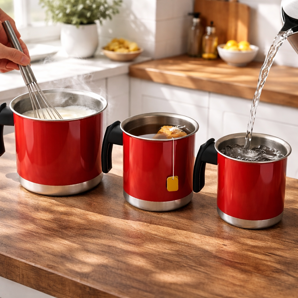 Jogo 3 Canecas Leiteira em Alumínio Resistente Canecão Leiteira Café Leite Fervedor de Água Cozinha