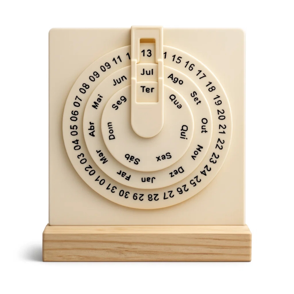Calendário Perpétuo De Mesa Madeira Enfeite Decor Decorativo