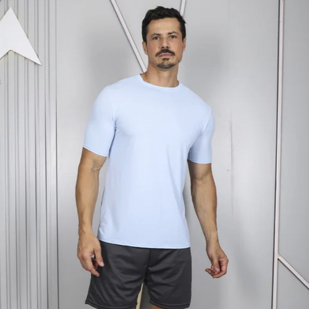 Camiseta Masculina Dry Fit UV 50+ Manga Curta Protege Contra o Sol Respiravel Esportiva Fresca