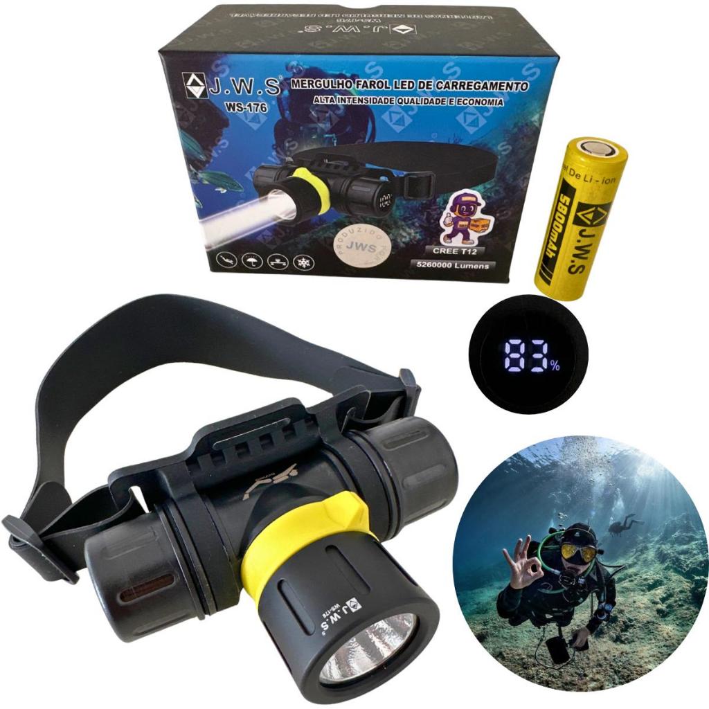 Lanterna Cabeça De Mergulho Led T12 Recarregável Prova Dágua  JWS Ws-176