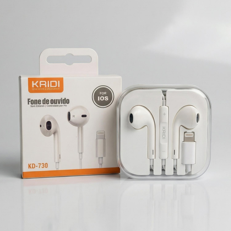 Fone Kaidi KD-730 Original para iPhone – Conector Lightning – Som Limpo e Alta Qualidade em Oferta na Shopee
